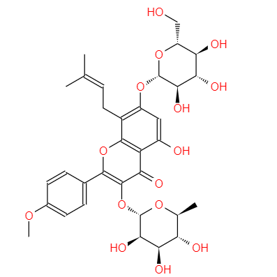CAS： 489-32-7，中文名称： 淫羊藿苷 英文名称：Icariin 