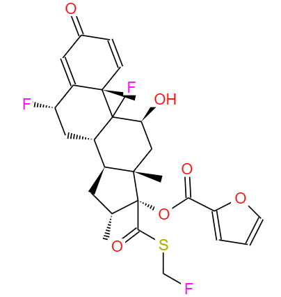 CAS： 397864-44-7，中文名称： 糠酸氟替卡松 英文名称：Fluticasone furoate 