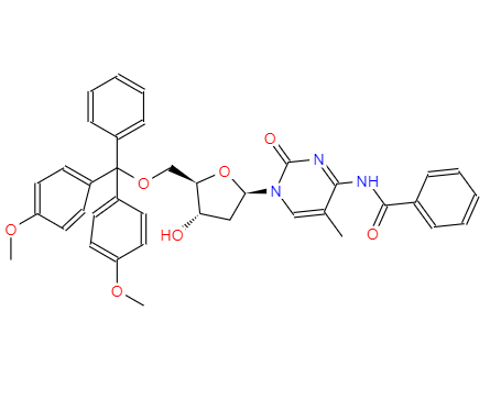 CAS： 104579-03-5，中文名称： 5'-DMT-苯甲酰基-2'-脱氧-5-甲基胞苷 英文名称：5'-DMT-Bz-5-Me-dC 