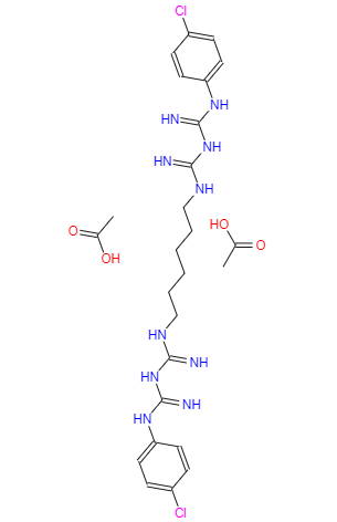 CAS： 206986-79-0，中文名称： 醋酸氯己定 英文名称：Chlorhexidine diacetate 