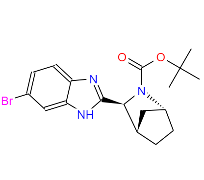 CAS：1256387-74-2，中文名称： (1R,3S,4S)-3-(6-溴-1H-苯并咪唑-2-基)-2-氮杂双环[2.2.1]庚烷-2-羧酸叔丁酯