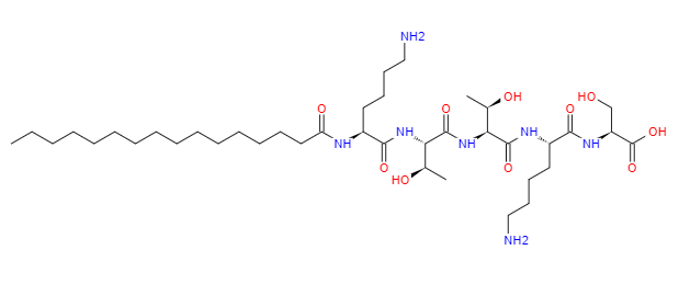 CAS： 214047-00-4，中文名称： 五胜肽 英文名称：Palmitoyl Pentapeptide 