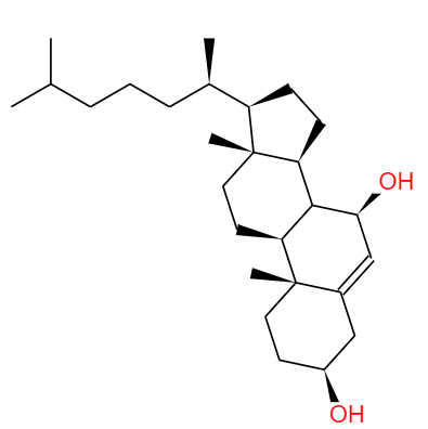 CAS： 566-27-8，中文名称： 胆甾-5-烯-3,7二醇 英文名称：7BETA-HYDROXYCHOLESTEROL