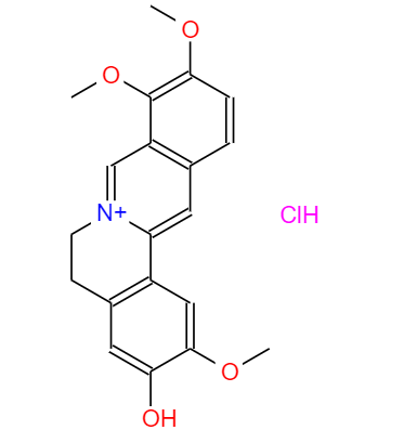 CAS： 6681-15-8，中文名称： 盐酸药根碱 英文名称：JATRORRHIZINE HCL(RG) 