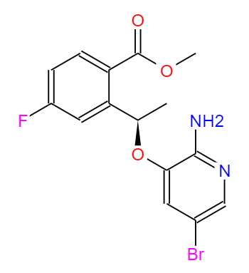CAS： 1454848-00-0，中文名称： 甲基(R)-2-(1-((2-氨基-5-溴吡啶-3-氧乙基)-4-氟苯甲酸