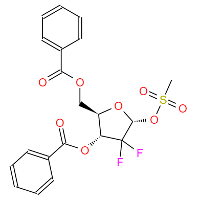 CAS： 134877-43-3，中文名称： 2,2-二氟-1-甲磺酰氧基-2-脱氧核糖-3,5-二苯甲酸酯