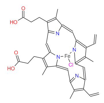 CAS： 16009-13-5，中文名称： 氯化血红素 英文名称： hemin 