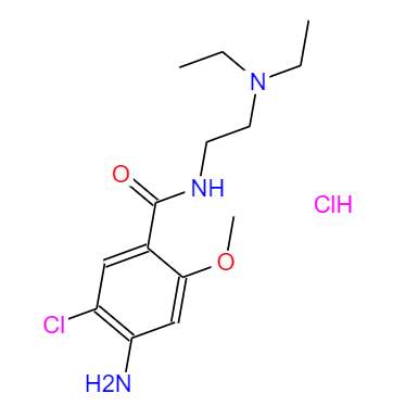  CAS： 54143-57-6，中文名称： 盐酸胃复安 英文名称：metoclopramide hydrochloride