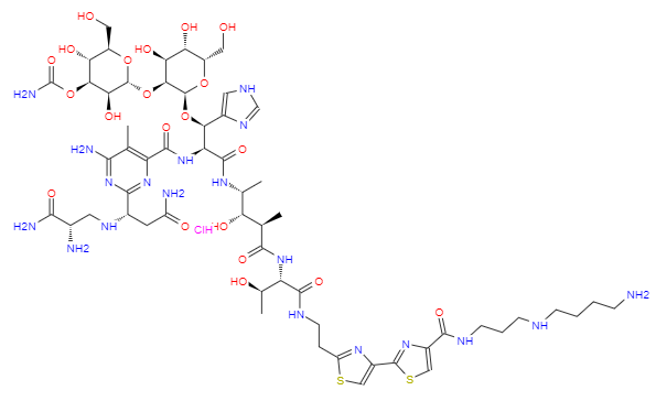 CAS： 55658-47-4，中文名称： 盐酸平阳霉素 英文名称：Bleomycin A5 Hydrochloride 