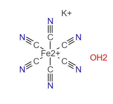 CAS： 14459-95-1，中文名称： 亚铁氰化钾,三水合物 英文名称：Potassiumferrocyanidetrihydrate 