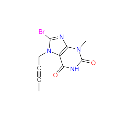 CAS： 666816-98-4，中文名称： 8-溴-7-(2-丁炔基)-3-甲基黄嘌呤 英文名称：3-Methyl-7-(2-butyn-1-yl)-8-bromoxanthine 