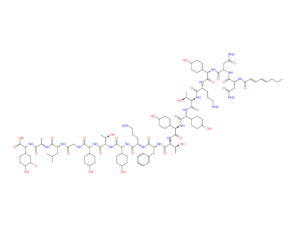 CAS： 76168-82-6，中文名称： 雷莫拉宁 英文名称：Ramoplanin 