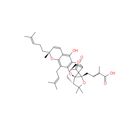 CAS： 2752-65-0，中文名称： 藤黄酸 英文名称：Gambogic acid 