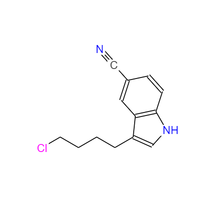 CAS： 143612-79-7，中文名称： 维拉唑酮中间体 英文名称：3-(4-chlorobutyl)-1H-indole-5-carbonitrile 
