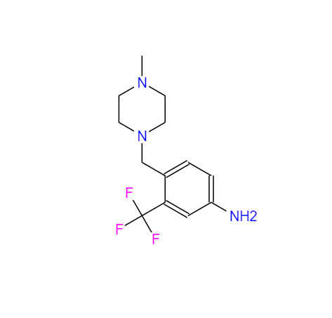 CAS： 694499-26-8，中文名称： 普纳替尼中间体 英文名称：4-(4-Methylpiperazinomethyl)-3-(trifluoromethyl)aniline 
