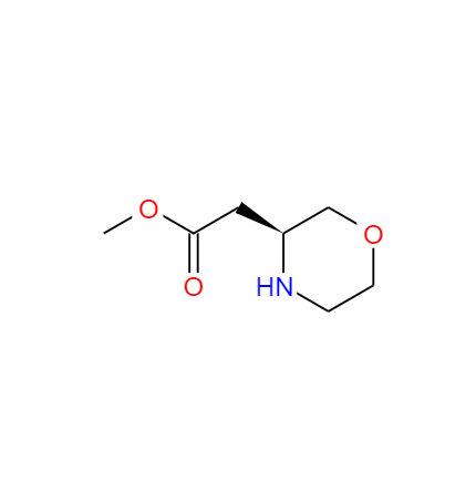 CAS： 1273577-48-2，中文名称： (S)-2-(吗啉-3-基)乙酸甲酯 英文名称：(S)-Methyl 2-(morpholin-3-yl)acetate 
