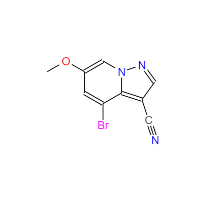 CAS： 1822680-43-2，英文名称：4-Bromo-6-methoxypyrazolo[1,5-a]pyridine-3-carbonitrile 