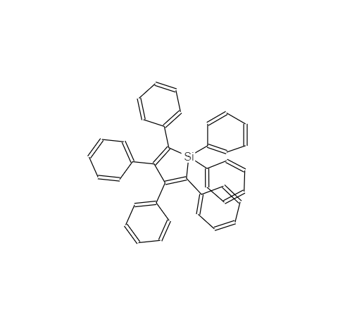  CAS： 752-28-3，中文名称： 1,1,2,3,4,5-六苯基-1H-噻咯 英文名称：1,1,2,3,4,5-Hexaphenyl-1H-silole