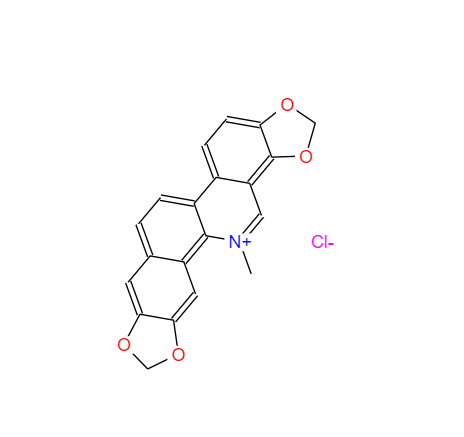 CAS： 5578-73-4，中文名称： 盐酸血根碱;氯化血根碱 英文名称：Sanguinarine 
