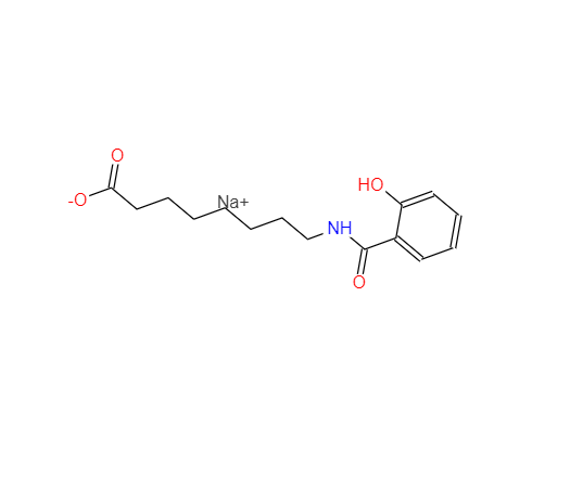 CAS： 203787-91-1，中文名称： 8-(2-羟基苯甲酰胺基)辛酸钠 英文名称：sodium,8-[(2-hydroxybenzoyl)amino]octanoate 
