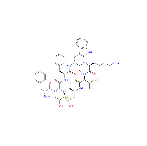 CAS： 83150-76-9，中文名称： 醋酸奥曲肽 英文名称：Octreotide Acetate 