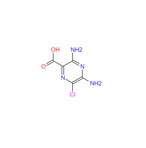  CAS： 4878-36-8，中文名称： 3,5-二氨基-6-氯吡嗪-2-羧酸 英文名称：3,5-diamino-6-chloropyrazine-2-carboxylic acid