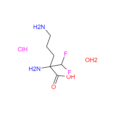 CAS： 96020-91-6，中文名称： 盐酸依氟鸟氨酸一合水 英文名称： Eflornithine hydrochloride hydrate 
