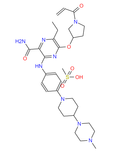 CAS：1448237-05-5，中文名称：Naquotinib mesylate， 英文名称：Naquotinib mesylate 