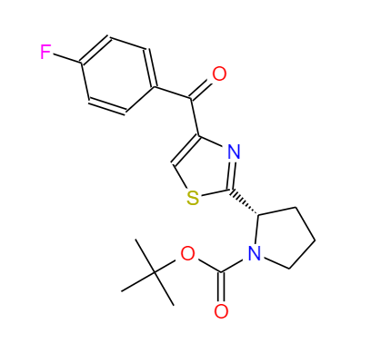 CAS：1005342-78-8，中文名称：(S)-2-(4-(4-氟苯甲酰基)噻唑-2-基)吡咯烷-1-羧酸叔丁酯