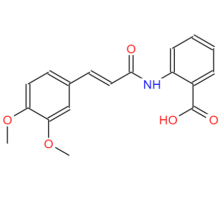 CAS：70806-55-2，中文名称：(E)-2-(3-(3,4-二甲氧基苯基)丙烯酰胺基)苯甲酸 ，英文名称：trans-Tranilast 