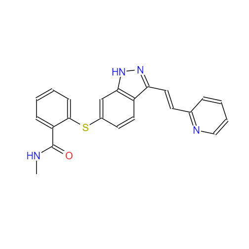  CAS：319460-85-0，中文名称：阿西替尼 ，英文名称：Axitinib