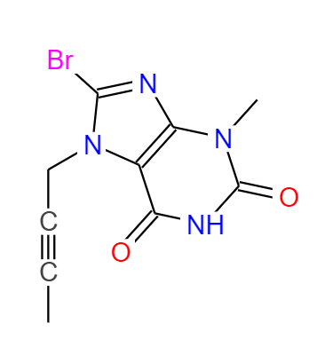 CAS：666816-98-4，中文名称：8-溴-7-(2-丁炔基)-3-甲基黄嘌呤 英文名称：3-Methyl-7-(2-butyn-1-yl)-8-bromoxanthine 