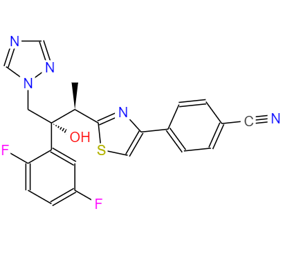  CAS： 241479-67-4,中文名称： 硫酸艾沙康唑 英文名称： Isavuconazole