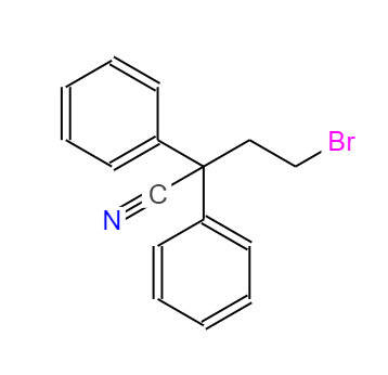 CAS：39186-58-8,中文名称：溴乙基二苯乙腈 英文名称：4-BROMO-2,2-DIPHENYLBUTYRONITRILE 