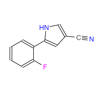 CAS： 1240948-77-9，中文名称： 5-(2-氟苯基)-1H-吡咯-3-甲腈 英文名称： 5-(2-fluorophenyl)-1H-pyrrole-3-carbonitrile 