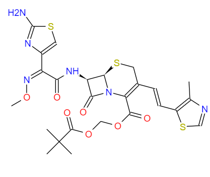 CAS： 117467-28-4，中文名称： 头孢妥仑匹酯；头孢妥仑酯 英文名称：Cefditoren Pivoxi 