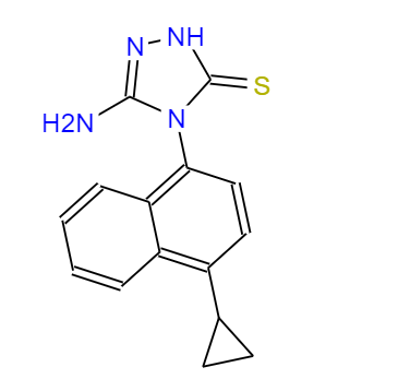 CAS： 878671-96-6，中文名称： 5-氨基-4-（4-环丙基-1-萘）-2,4-二氢-3H-1,2,4-噻唑-3-硫醇
