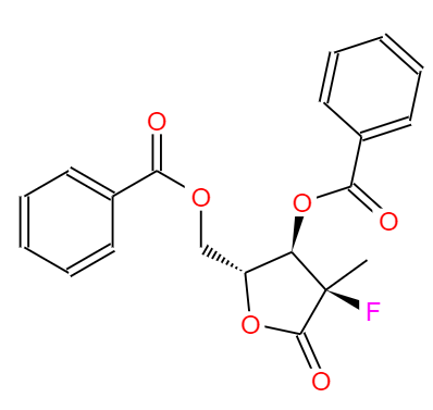 CAS： 874638-80-9，中文名称： (2R)-2-脱氧-2-氟-2-甲基-D-赤式戊糖酸 GAMMA-内酯 3,5-二苯甲酸酯