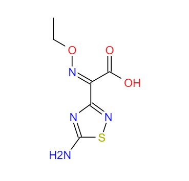 CAS： 75028-24-9，中文名称： (Z)-2-(5-氨基-1,2,4-噻二唑-3-基)-2-乙氧亚氨基乙酸