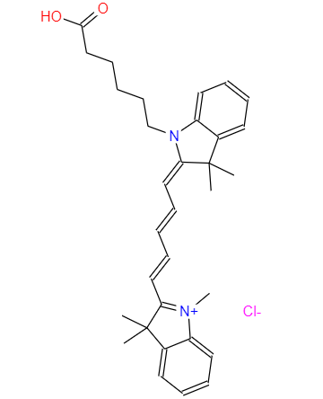 CAS： 1032678-07-1，中文名称： Cy5羧酸 英文名称：Cyanine5 carboxylic acid 