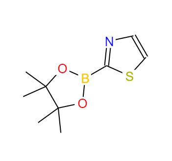 CAS： 214360-88-0，中文名称： 1,3-噻唑-2-硼酸频哪醇酯 英文名称：2-(4,4,5,5-Tetramethyl-1,3,2-dioxaborolan-2-yl)thiazole 