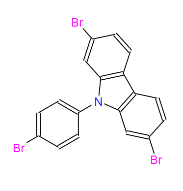 CAS： 1313900-20-7，中文名称： 2,7-二溴-9-(4-溴苯基)-9H-咔唑 英文名称：2,7-Dibromo-9-(4-bromophenyl)-9H-carbazole 