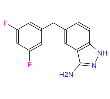CAS: 1108745-30-7,中文名称: 5-(3,5-二氟苄基)-1H-吲唑-3-胺 英文名称:5-(3,5-Difluorobenzyl)-1H-indazol-3-amine