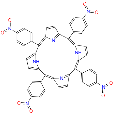 CAS： 22843-73-8，中文名称： 5,10,15,20-四(4-硝基苯基)卟啉 英文名称：5,10,15,20-Tetrakis(4-nitrophenyl)porphyrin 