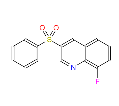 CAS： 866782-60-7，中文名称： 8-氟-3 -（苯磺酰基）-喹啉 英文名称：8-fluoro-3-(phenylsulfonyl)- Quinoline 