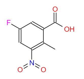 CAS： 850462-64-5，中文名称： 5-氟-2-甲基-3-硝基苯甲酸 英文名称：5-Fluoro-2-Methyl-3-nitrobenzoic acid 