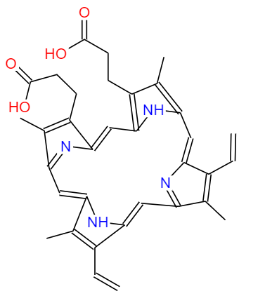 CAS： 553-12-8，中文名称： 原卟啉 英文名称：Protoporphyrin IX 