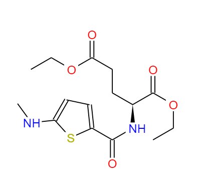 CAS：112889-02-8，中文名称：N-(5-甲氨基-2-噻吩甲酰基)-L-谷氨酸二乙酯 英文名称：Diethyl N-[5-methylamino-2-thenoyl]-L-glutamate