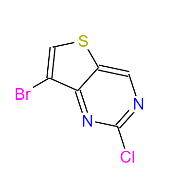 CAS： 1152475-42-7,中文名称： 7-溴-2-氯噻吩并[3,2-D]嘧啶 英文名称：7-Bromo-2-chlorothieno[3,2-d]pyrimidine