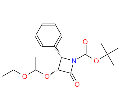 CAS： 201856-57-7，中文名称： (3R,4S)-3-(1-乙氧乙氧基)-2-氧-4-苯基-吖丁啶羧酸叔丁基酯